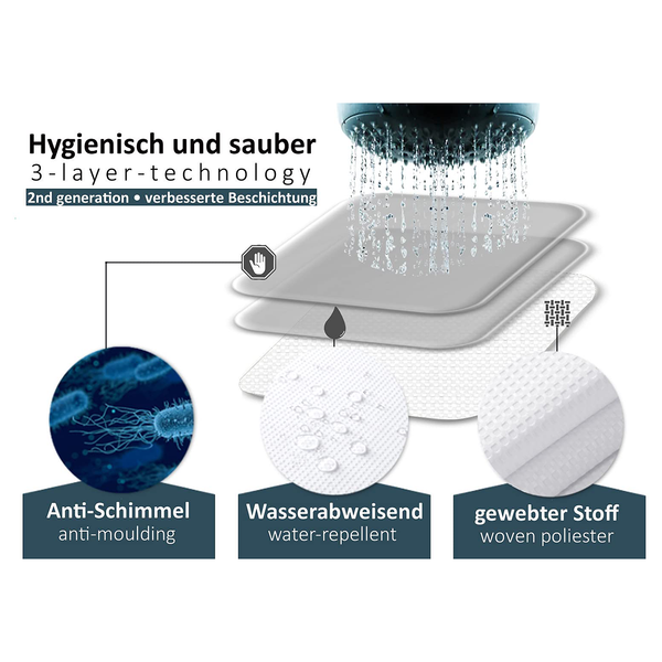 Anti-Schimmel Duschvorhang Newtown - Polyester - Weiß - 180 x 180 cm