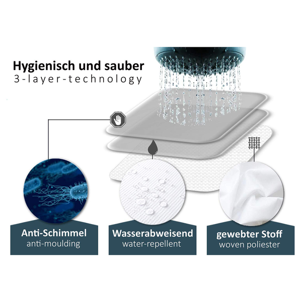 Anti-Schimmel Duschvorhang Ornamente - Polyester - Weiß / Silber - 120 x 180 cm
