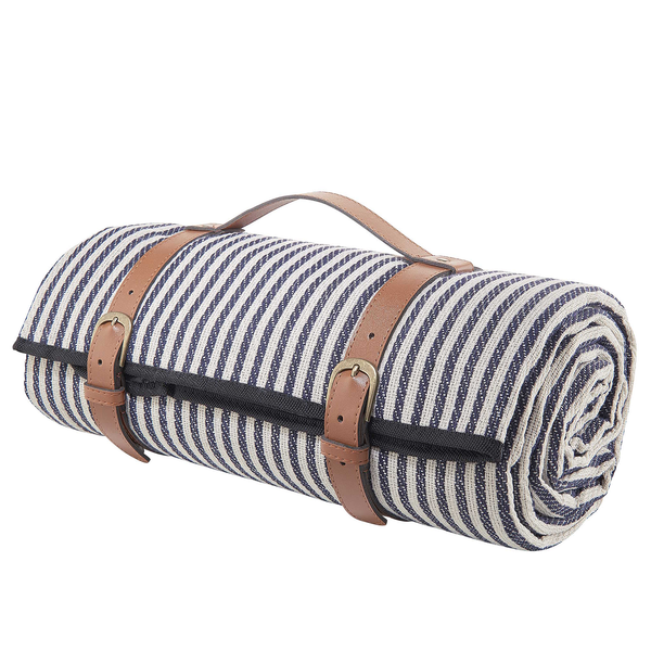 Picknickdecke WANDERLUST Streifen - Polyacryl / Polyester - Blau