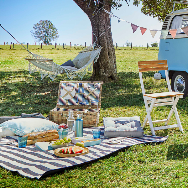 Picknickdecke WANDERLUST Streifen - Polyacryl / Polyester - Creme