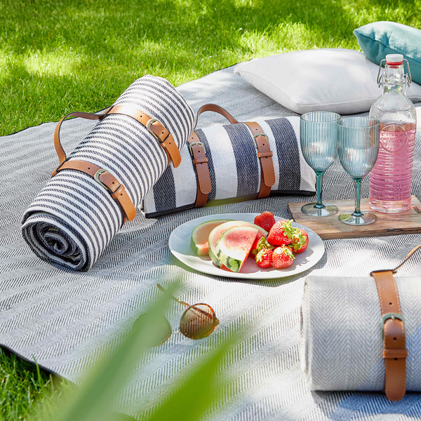 Picknickdecke WANDERLUST Streifen - Polyacryl / Polyester - Creme