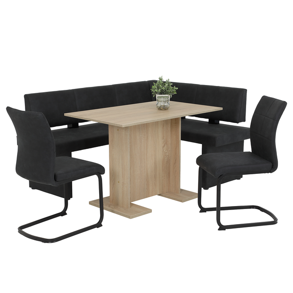 Freischwinger Playa (2er-Set) - Microfaser / Stahl - Anthrazit / Schwarz