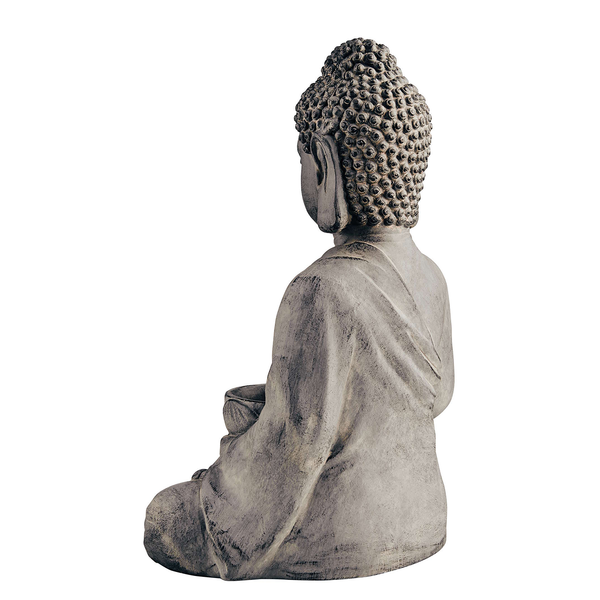 Kerzenhalter BUDDHA - Kaolinit / Steinpulver - Grau - Höhe: 46 cm