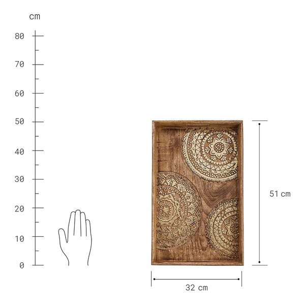 Tablett BALI - Mangoholz - Braun / Gold