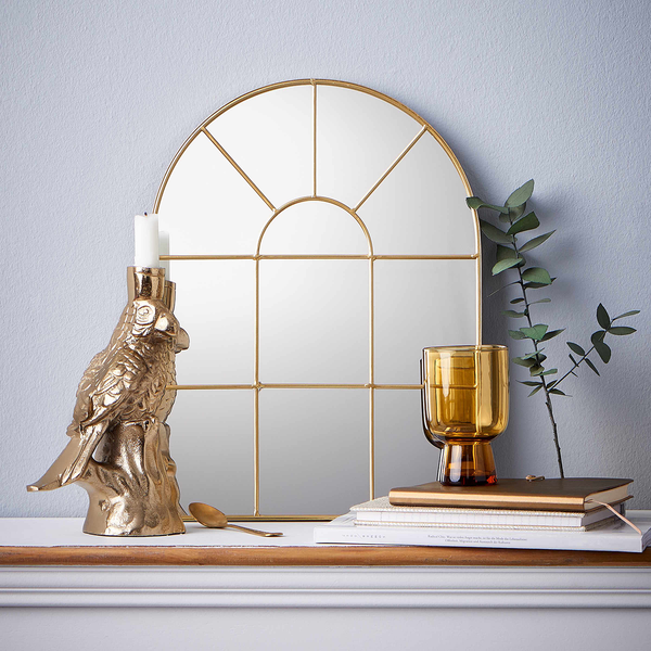 Fensterspiegel FINESTRA - Eisen und Glas - Gold - 30 x 40 cm