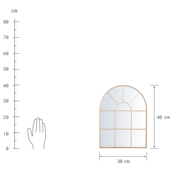 Fensterspiegel FINESTRA - Eisen und Glas - Gold - 30 x 40 cm