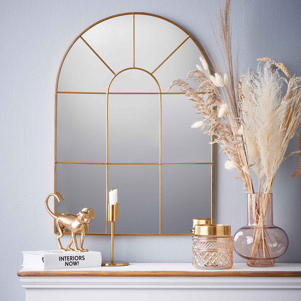 Fensterspiegel FINESTRA - Eisen und Glas - Gold - 50 x 70 cm