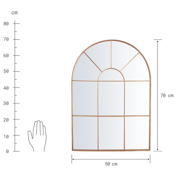 Fensterspiegel FINESTRA - Eisen und Glas - Gold - 50 x 70 cm