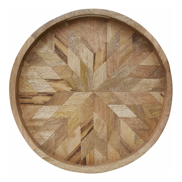 Tablett MANGO DAYS - Mangoholz - Braun - Durchmesser: 40 cm