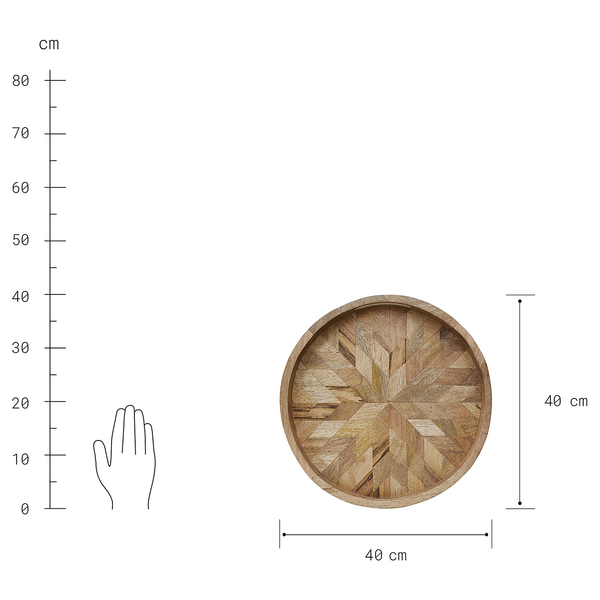 Tablett MANGO DAYS - Mangoholz - Braun - Durchmesser: 40 cm