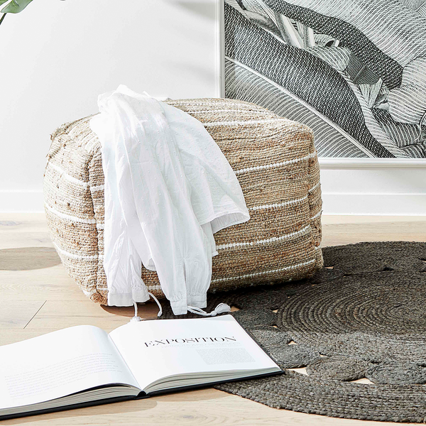 Pouf ALL NATURE - Hanf / Baumwolle - Natur