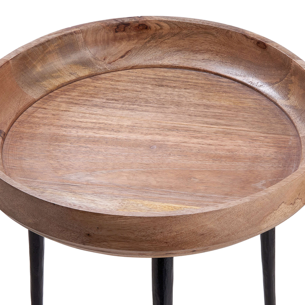 Beistelltisch MANGO DAYS - Mangoholz / Eisen - Natur / Schwarz