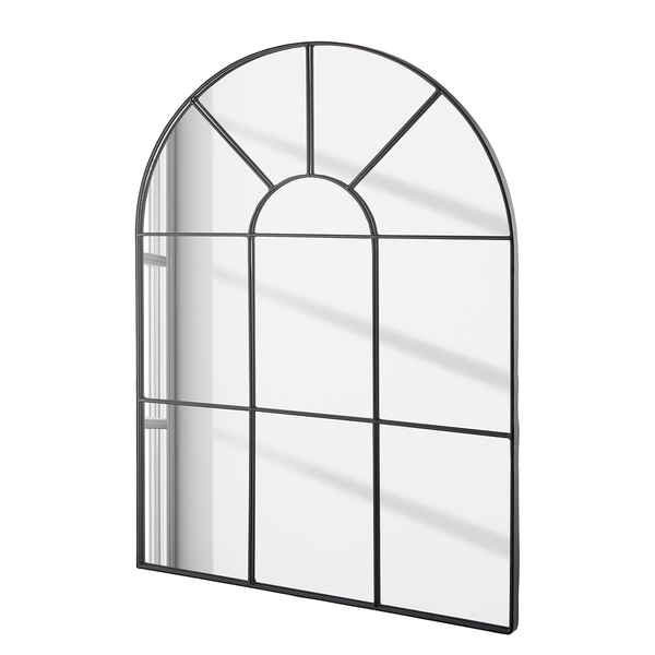 Fensterspiegel FINESTRA - Eisen und Glas - Schwarz - 50 x 70 cm