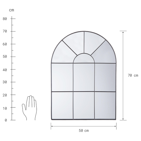 Fensterspiegel FINESTRA - Eisen und Glas - Schwarz - 50 x 70 cm