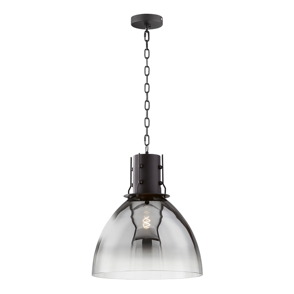 Pendelleuchte Londo - Rauchglas / Eisen - 1-flammig