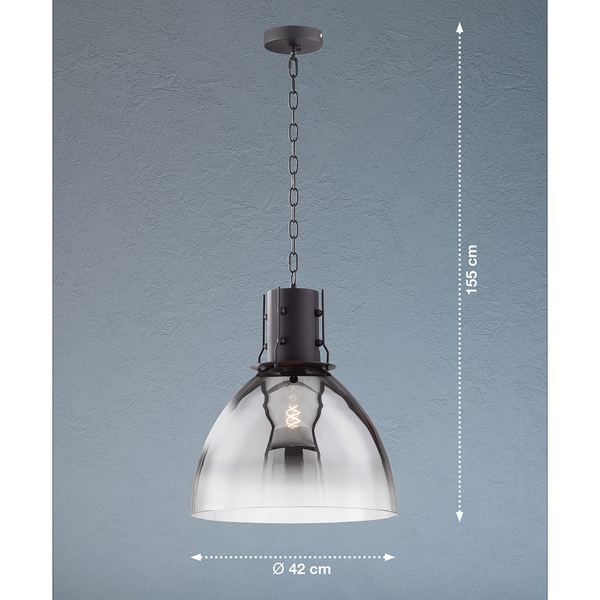 Pendelleuchte Londo - Rauchglas / Eisen - 1-flammig