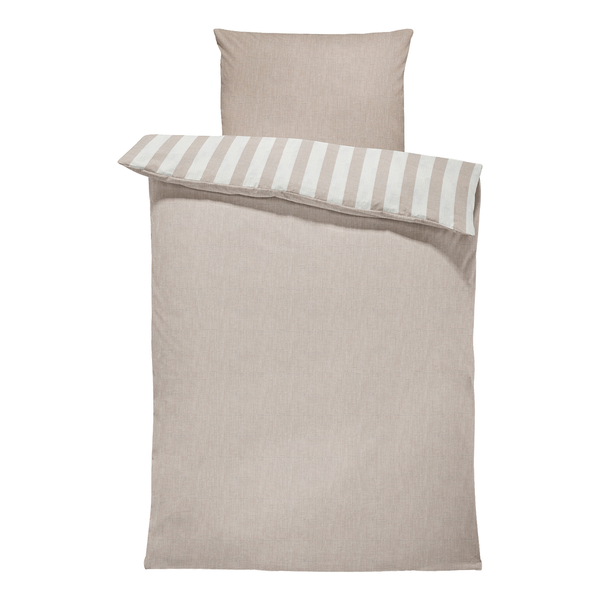 Wendebettwäsche Odisha - Baumwollstoff - Beige - 135 x 200 cm + Kissen 80 x 80 cm