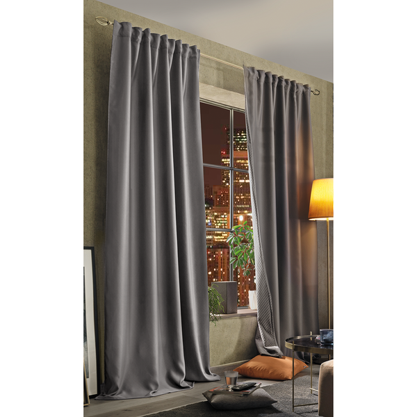 Vorhang mit Kräuselband Acustico - Polyester - Grau - 135 x 225 cm