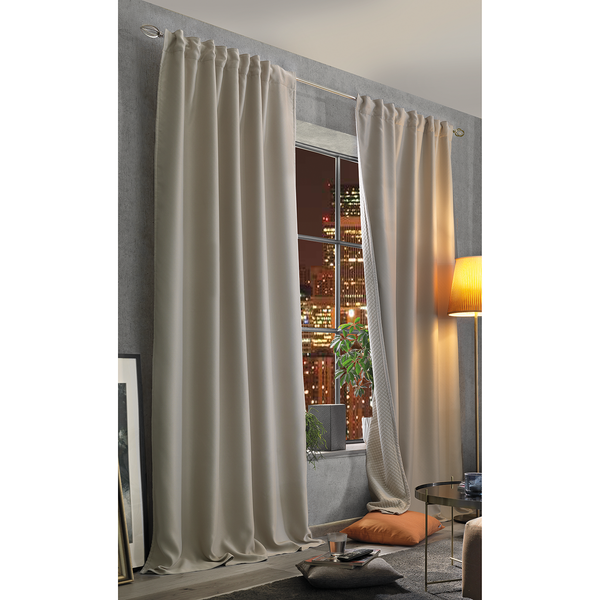 Vorhang mit Kräuselband Acustico - Polyester - Beige - 135 x 225 cm