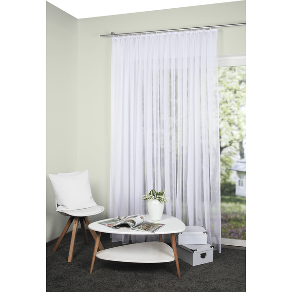 Vorhang mit Kräuselband Flamio - Polyester - Weiß - 300 x 245 cm