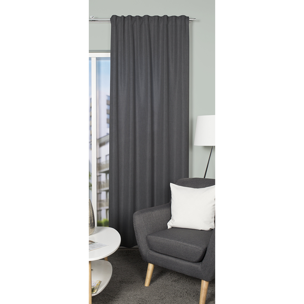Fertiggardine Oxford - Polyester - Schwarz - 135 x 175 cm