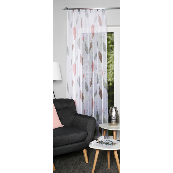 Vorhang mit Kräuselband Paolo - Polyester - Rot / Weiß - 140 x 245 cm