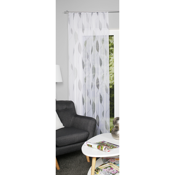 Vorhang mit Kräuselband Paolo - Polyester - Grau / Weiß - 140 x 175 cm