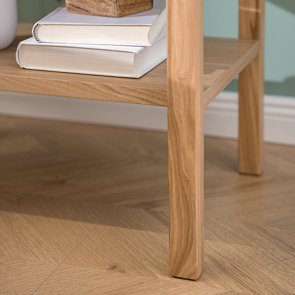 Nachttisch TAYLOR - Rattan / Eiche teilmassiv - Beige / Eiche