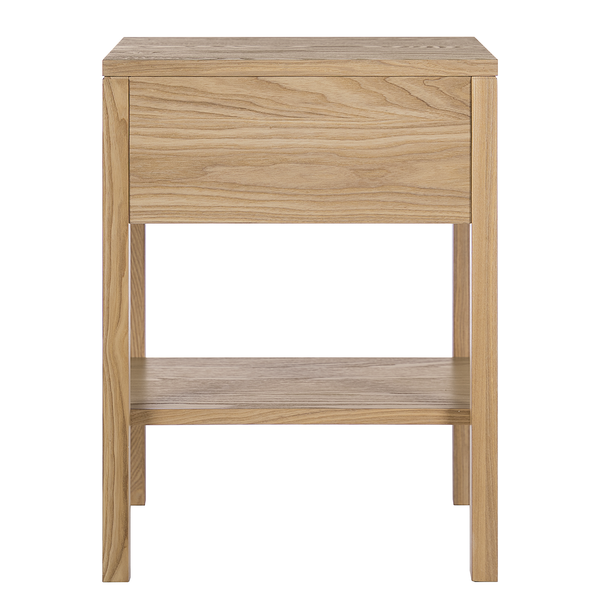 Nachttisch TAYLOR - Rattan / Eiche teilmassiv - Beige / Eiche