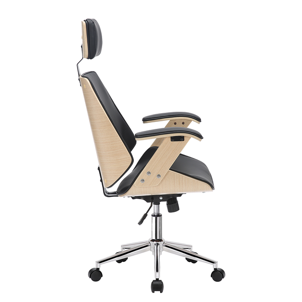 Bürodrehstuhl Viiki II - Kunstleder / Stahl - Schwarz / Chrom