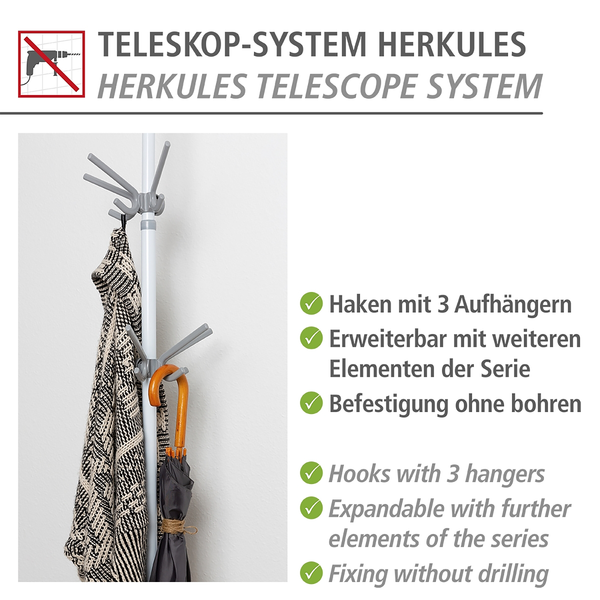 Garderobenhaken Herkules (2er-Set) - Grau