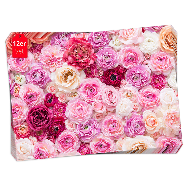Tischset Rosenmeer (12er-Set) - Papier - Mehrfarbig