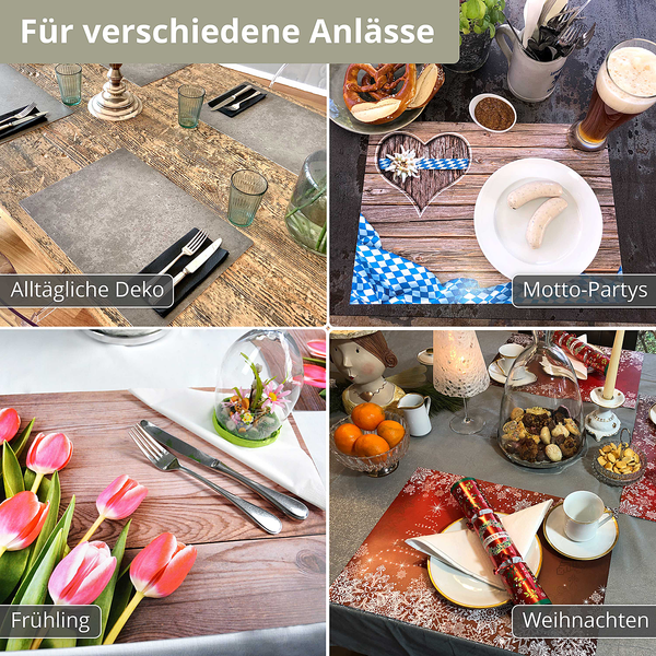 Tischset Rosenmeer (12er-Set) - Papier - Mehrfarbig