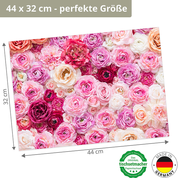 Tischset Rosenmeer (12er-Set) - Papier - Mehrfarbig