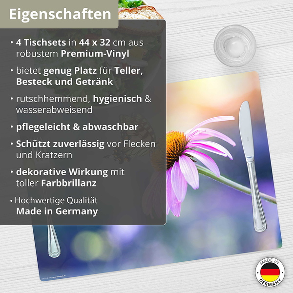 Tischset Schmetterling (4er-Set) - Vinyl - Mehrfarbig