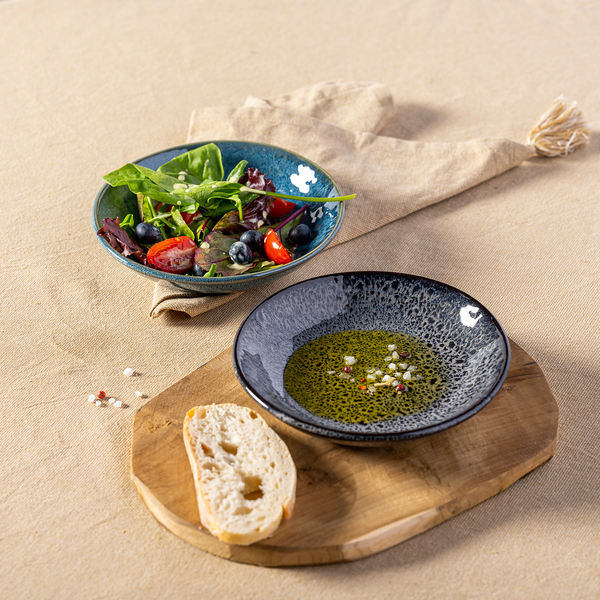 Keramiktellerset Matera (4er-Set) - Keramik - Anthrazit / Blau