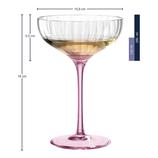 Champagnerschale Poesia (6er-Set) - Kristallglas - Rosa
