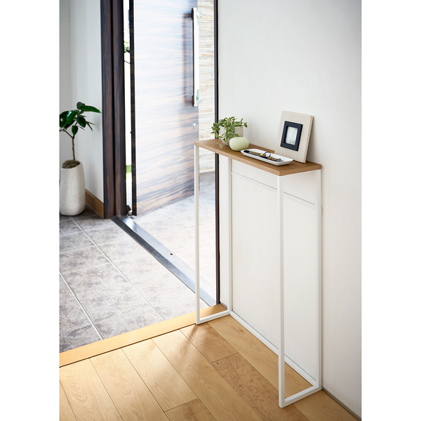 Konsolentisch Tower - Esche massiv / Metall - Weiß - 60 x 81 cm
