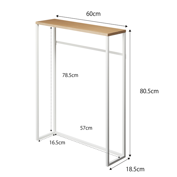 Konsolentisch Tower - Esche massiv / Metall - Weiß - 60 x 81 cm