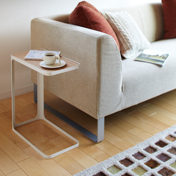 Beistelltisch Frame - Esche massiv / Metall - Weiß