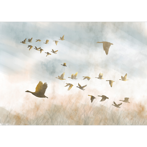 Vlies Fototapete Golden Geese - Premium Vlies - Mehrfarbig - 450 x 315 cm