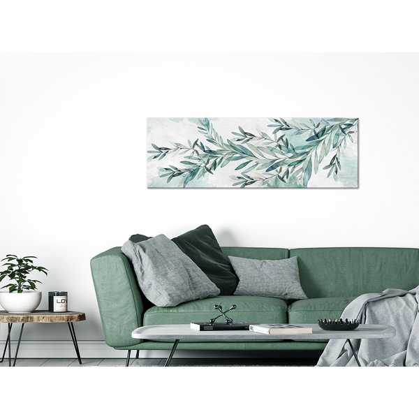 Wandbild Mint Calm - Leinwand - Grün - 120 x 40 cm