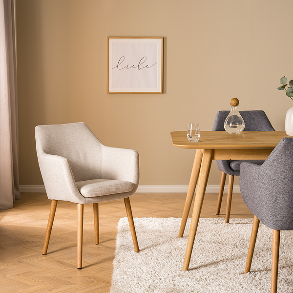 Armlehnenstuhl NICHOLAS - Webstoff Stefka: Beige - Einzelstuhl