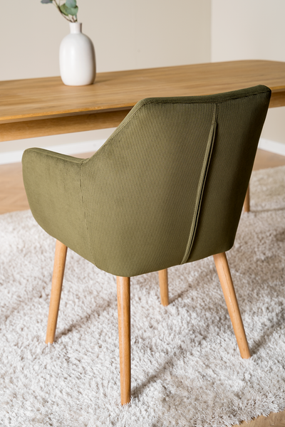 Armlehnenstuhl NICHOLAS - Cordstoff Winka: Olivegrün - Einzelstuhl