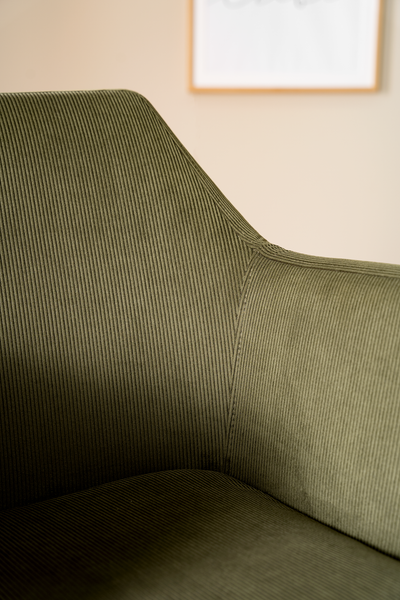 Armlehnenstuhl NICHOLAS - Cordstoff Winka: Olivegrün - Einzelstuhl