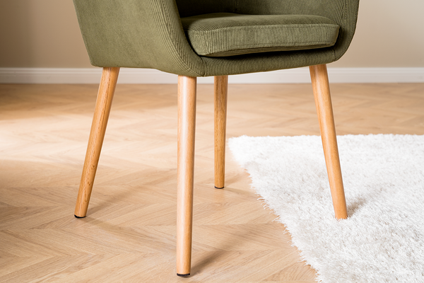 Armlehnenstuhl NICHOLAS - Cordstoff Winka: Olivegrün - Einzelstuhl