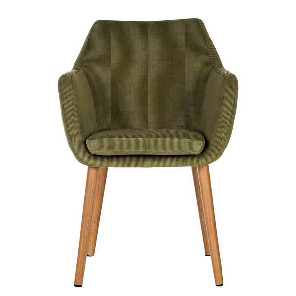 Armlehnenstuhl NICHOLAS - Cordstoff Winka: Olivegrün - Einzelstuhl