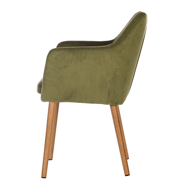 Armlehnenstuhl NICHOLAS - Cordstoff Winka: Olivegrün - Einzelstuhl