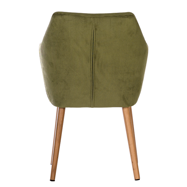 Armlehnenstuhl NICHOLAS - Cordstoff Winka: Olivegrün - Einzelstuhl