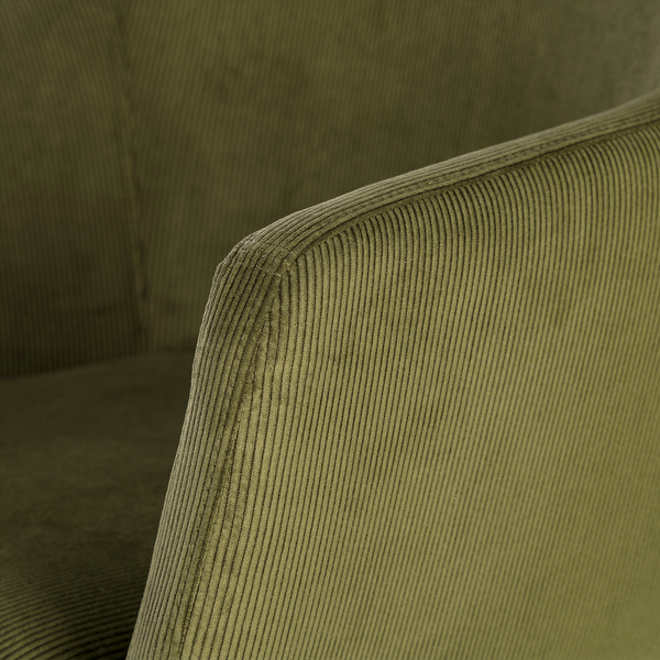 Armlehnenstuhl NICHOLAS - Cordstoff Winka: Olivegrün - Einzelstuhl